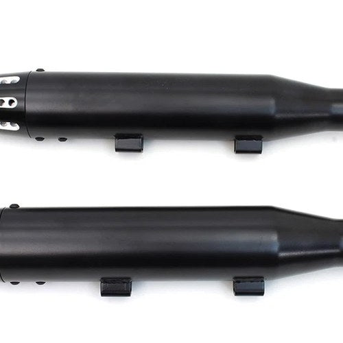 Black Tapered Revolver Tip Muffler Set Black for Harley-Davidson