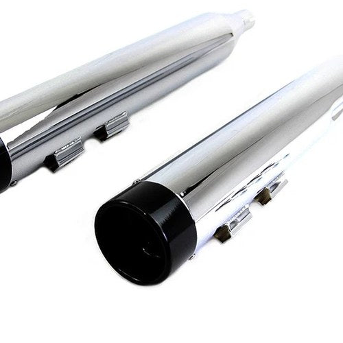 Wyatt Gatling Muffler Set Chrome with Black Stub Nose Tip for Harley-Davidson