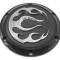 Black 6-Hole Flame Derby Cover for Harley-Davidson