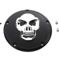 Black Derby Cover with Chrome Skull for Harley-Davidson