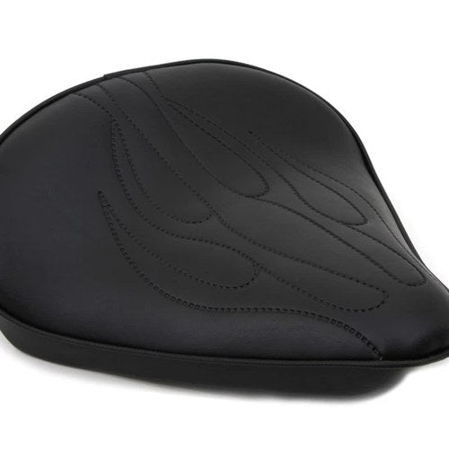 Black Solo Seat with Flame Stitch Large for Harley-Davidson