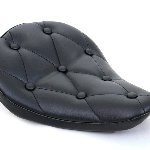 Black Vinyl Solo Seat with Buttons for Harley-Davidson