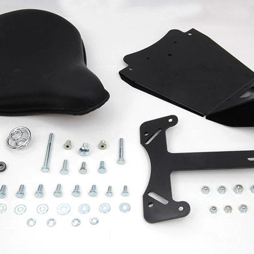 Black Leather Solo Seat and Mount Kit for Harley-Davidson