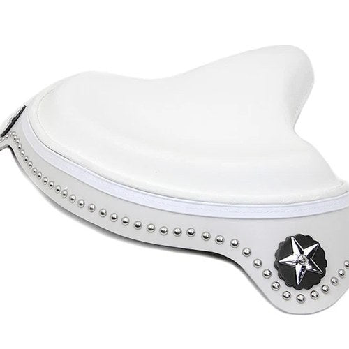 White Leather Solo Seat with Skirt for Harley-Davidson