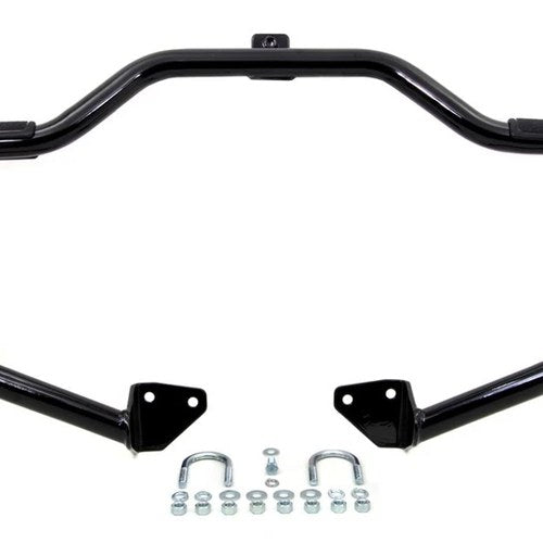 Black Front Engine Bar with Footpeg Pads for Harley-Davidson