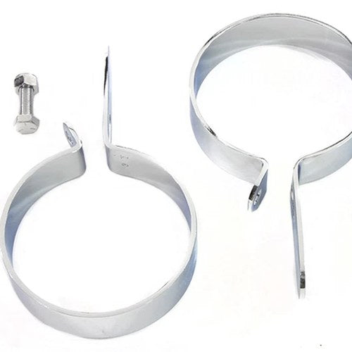 Chrome 3-1/2 inch Muffler Body and End Hanger Clamp Set for Harley-Davidson