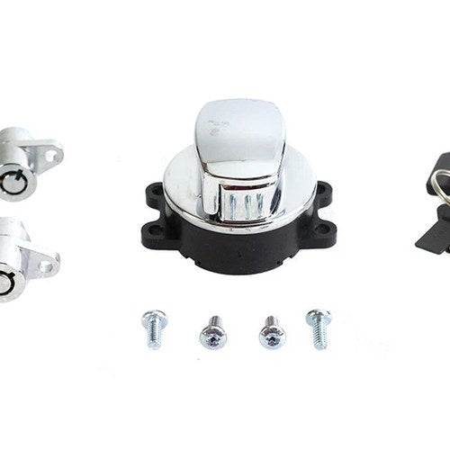 Side Hinge Ignition Switch and Saddlebag Lock Kit Chrome for Harley-Davidson