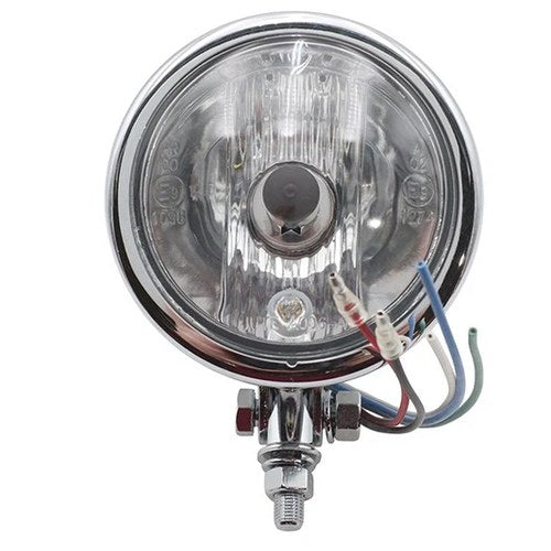 4 inch Round Headlamp 12 Volt Chrome for Harley-Davidson