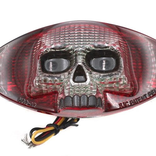 Chrome Cateye LED Tail Lamp Skull Style for Harley-Davidson