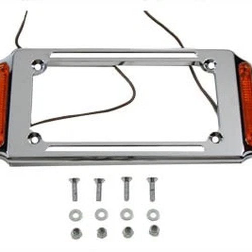 License Plate Frame Chrome with Side Lights for Harley-Davidson