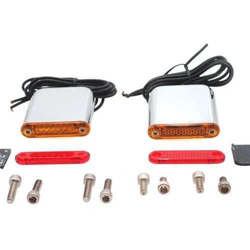 Square Red and Amber Lens Marker Lamp Set for Harley-Davidson