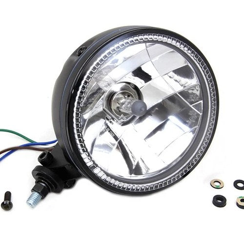 5-3/4 inch H4 Headlamp Unit Black for Harley-Davidson