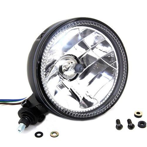 5-3/4 inch H4 Headlamp Unit Black for Harley-Davidson