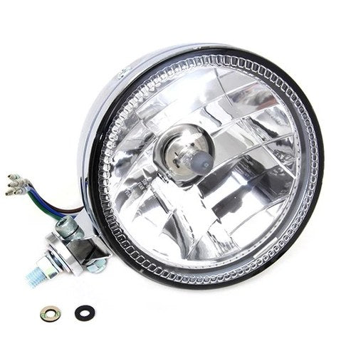 5-3/4 inch H4 Headlamp Unit Chrome for Harley-Davidson