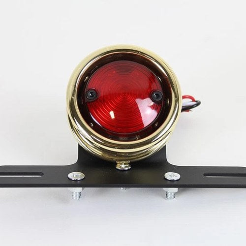 LED Round Tail Lamp Assembly Brass for Harley-Davidson