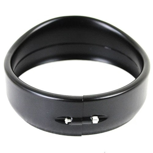 5-3/4 inch Visor Style Headlamp Trim Ring Black for Harley-Davidson