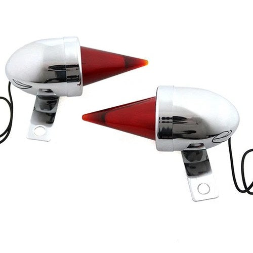 Torpedo Bullet Lamp Set Chrome with Brackets for Harley-Davidson
