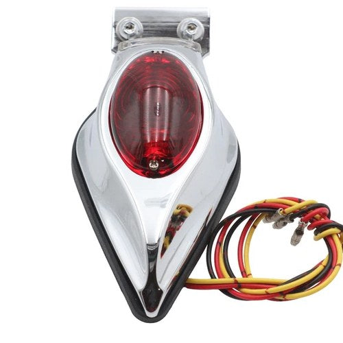 Chrome Teardrop Bulb Tail Lamp Assembly with Red Lens for Harley-Davidson