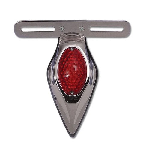 Chrome Teardrop LED Tail Lamp Assembly with Red Lens for Harley-Davidson