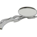 Chrome Oval Mirror with Billet Flame Stem for Harley-Davidson