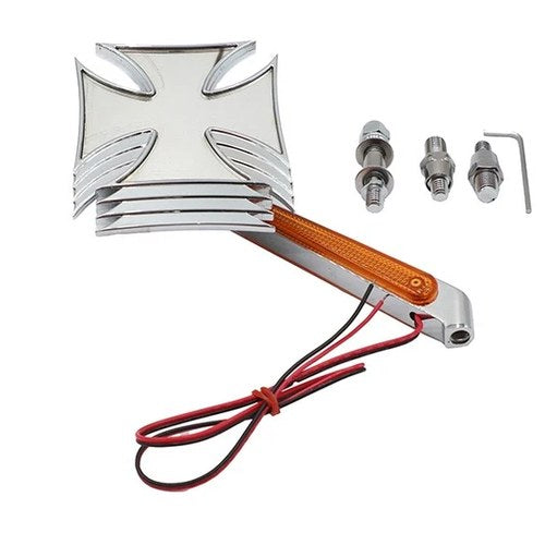 Chrome Maltese Mirror with Billet LED Stem for Harley-Davidson