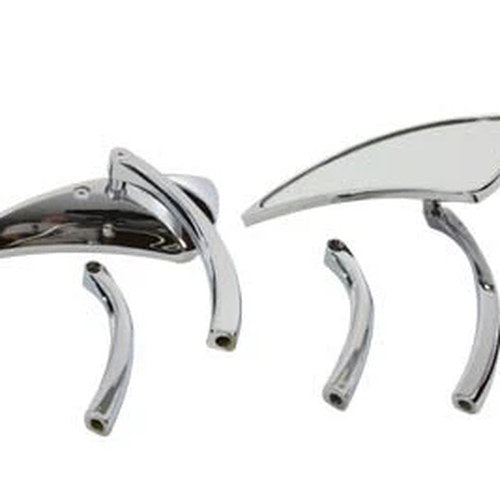 Chrome Teardrop Mirror Set with Solid Billet Stems for Harley-Davidson