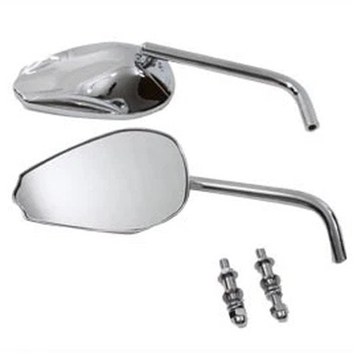 Chrome Teardrop Mirror Set with Round Stems for Harley-Davidson