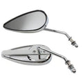 Teardrop Mirror Set with Round Stems Chrome for Harley-Davidson