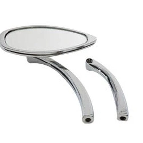 Oval Mirror Smooth with Billet Stem Chrome for Harley-Davidson
