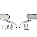 Teardrop Mirror Set with Billet Long Stems Chrome for Harley-Davidson