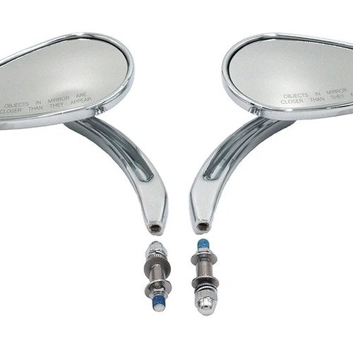 Bullet Mirror Set with Billet Sculpted Stems Chrome for Harley-Davidson