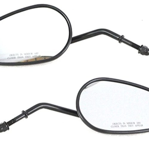 Wyatt Gatling Rectangle Mirror Set with Round Stems Black for Harley-Davidson