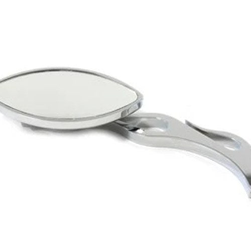 Druid Mirror Oval Style with Flame Billet Stem for Harley-Davidson