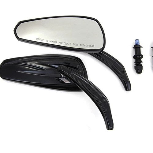 Gloss Black Tribal Teardrop Mirrors with Billet Stems for Harley-Davidson