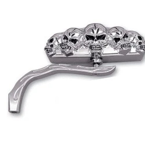 Chrome 5 Skull Mirror with Billet Worm Stem for Harley-Davidson