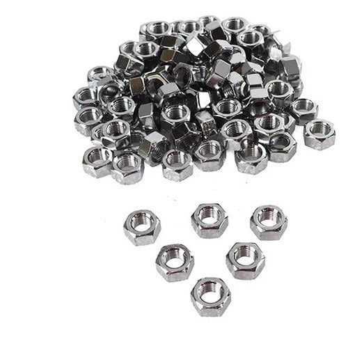 Chrome Hex Nuts 7/16 inch-20 fits Harley Davidson
