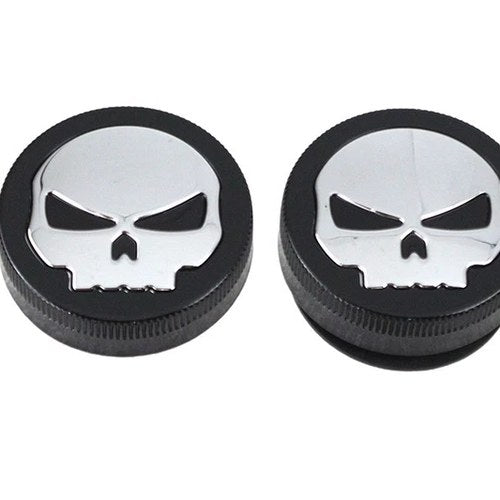 Black Skull Style Vented and Non-Vented Gas Cap Set for Harley-Davidson