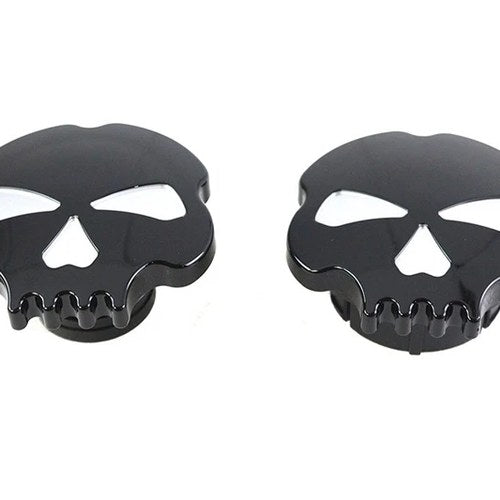 Skull Style Gas Cap Set Black for Harley-Davidson