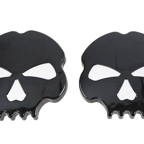Skull Style Gas Cap Set Vented and Non-Vented Black for Harley-Davidson