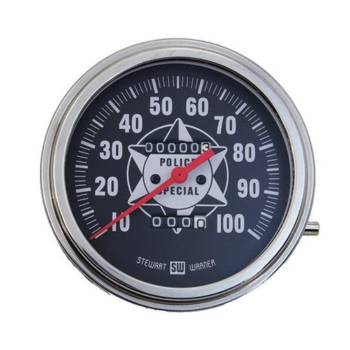 V-Twin 71473RW Police Speedometer For 2:1 Ratio - 10-100 Mph