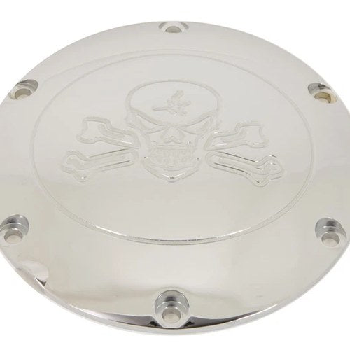 V-Twin 42-1266 Chrome Skull With Cross Bones For Derby Cover