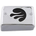 V-Twin 42-1109 Chrome Ignition Module Cover with Black Flame Design