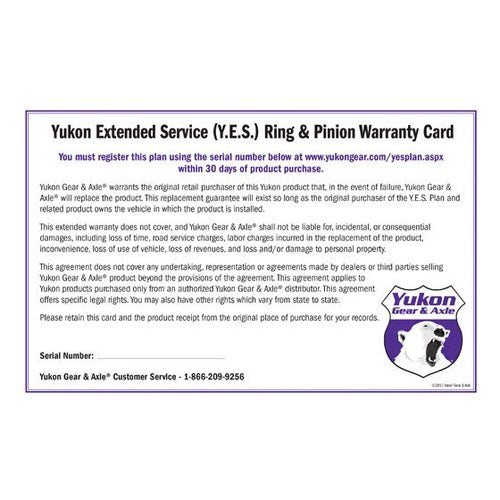 For Yukon Gear And Axle Extended Service Plan For Ring And Pinion Yesrp
