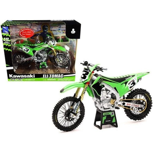 Newray Die Cast Model Kawasaki KX450R, Eli Tomac #3, Green & Black, Scale 1:12