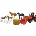 Newray Die Cast Model Kubota Farm Tractor With Loader And Horse Set, Scale 1:32