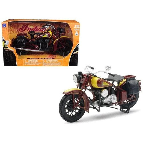 Newray Die Cast Model Indian Sport Scout, 1934 Chief Motorcycle, Scale 1:12