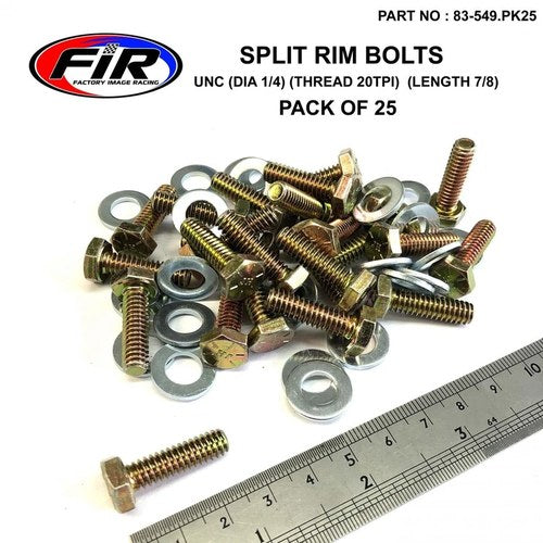 Bead Lock Bolts Unc 1/4-20TPI 7/8, Pack OF 25SPLIT Rim, Imperial