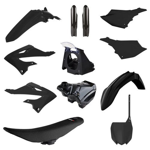 Polisport Plastic Kit + SEAT/TANK Yamaha YZ250 02-21, Black RE-STYLE 22-25