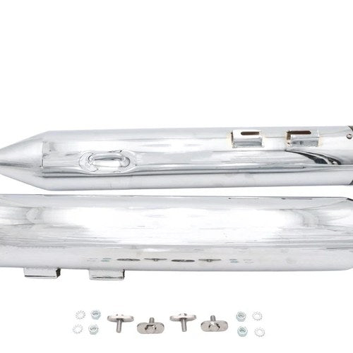 Wyatt Gatling Muffler Set Chrome with Black Saturn Tips for Harley-Davidson