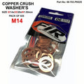 M14 Copper Washer Pk25, Size ID14 x OD20 x W1.00mm